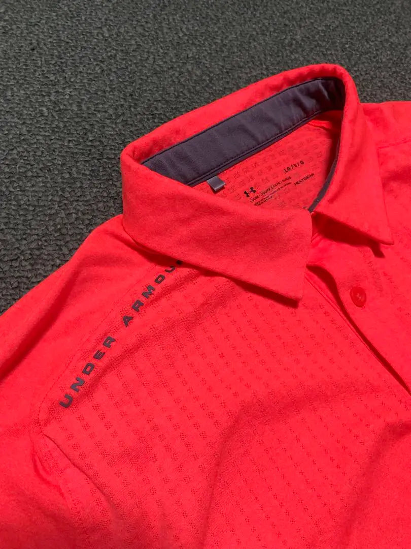 Under Armour Golf Polo Shirt Men's L Orange Stretch Material