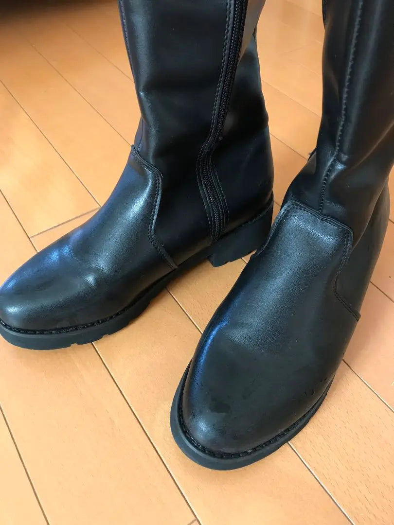 Women's Long Boots Black 24.5 Boots Brushed Autumn/Winter Warm