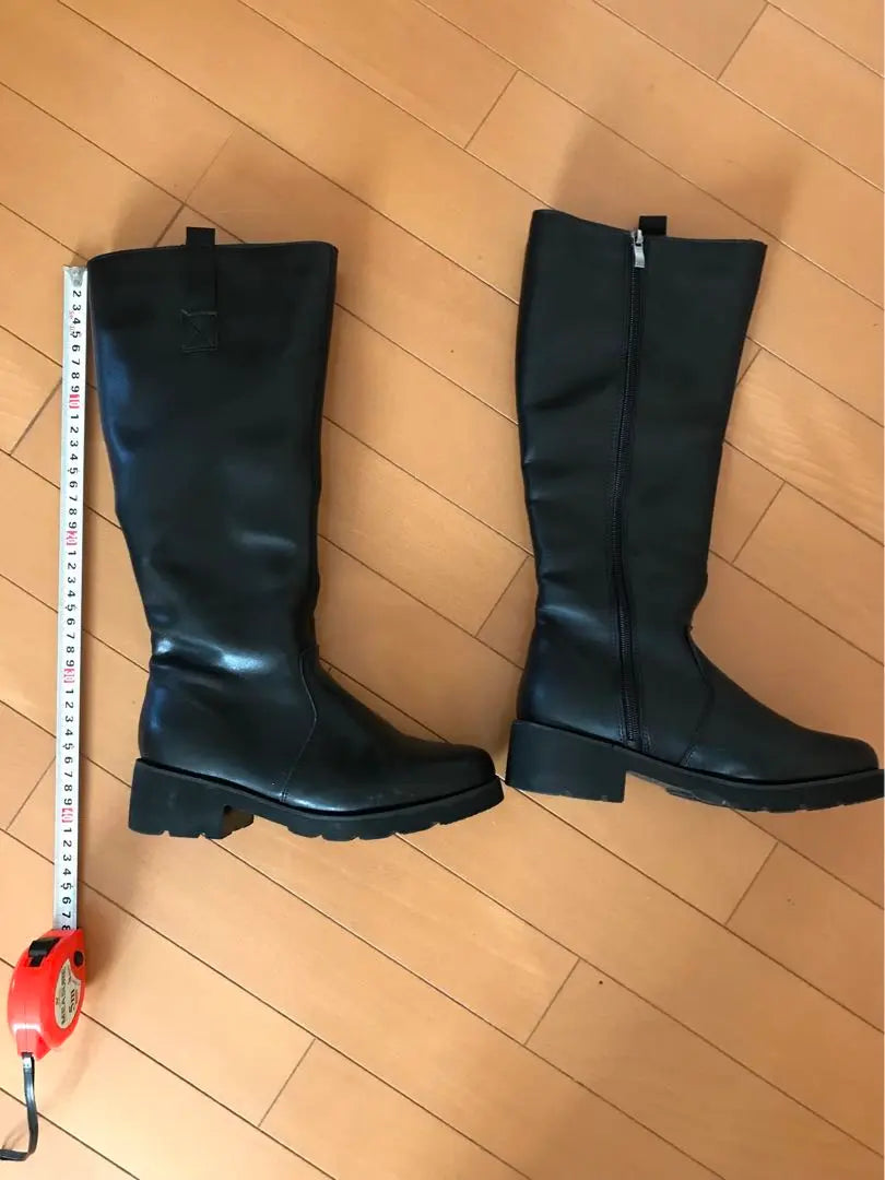 Women's Long Boots Black 24.5 Boots Brushed Autumn/Winter Warm