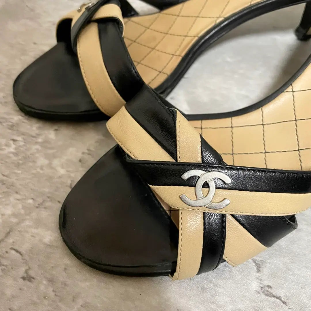 CHANEL Sandals Coco Mark Matelasse 36 Size