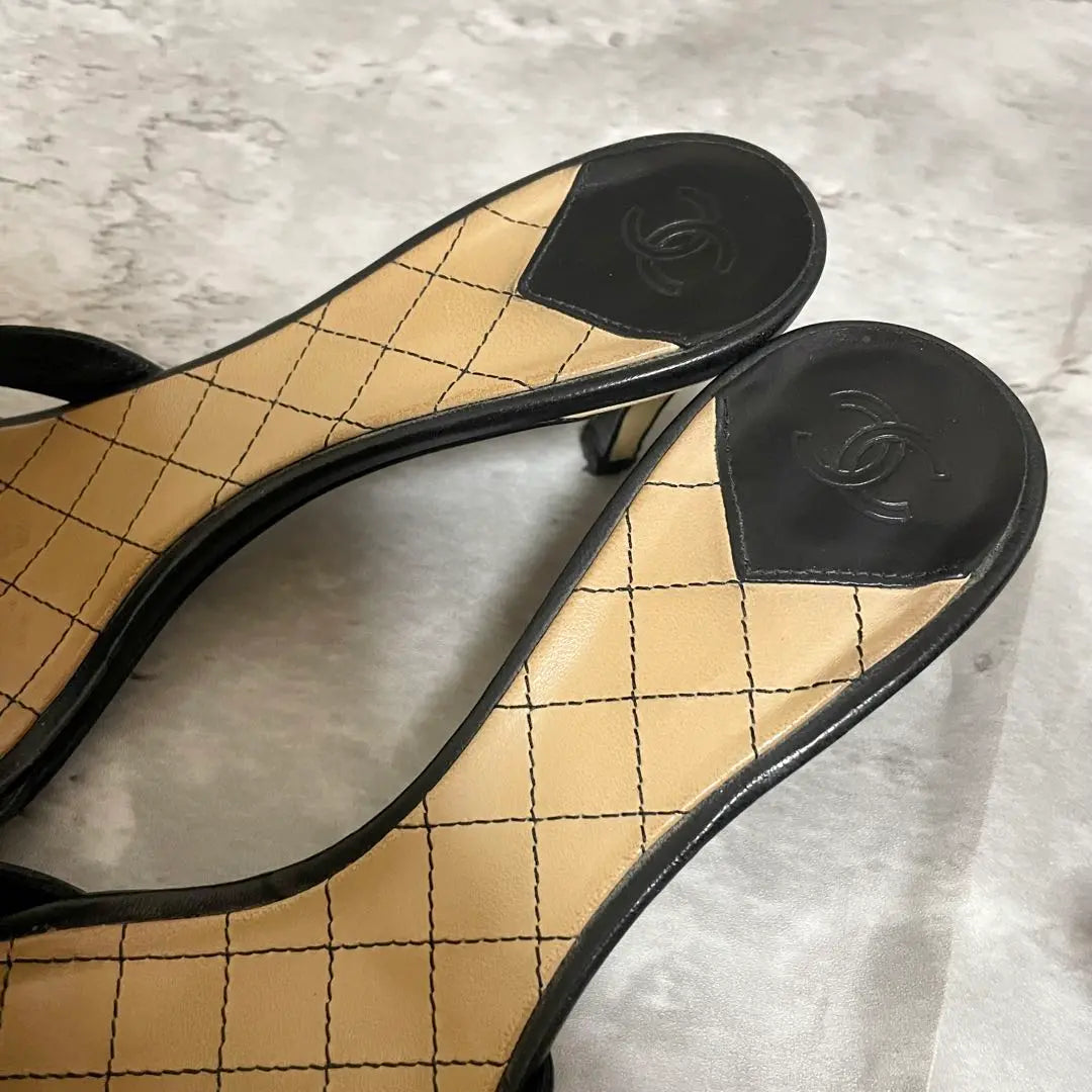 CHANEL Sandals Coco Mark Matelasse 36 Size