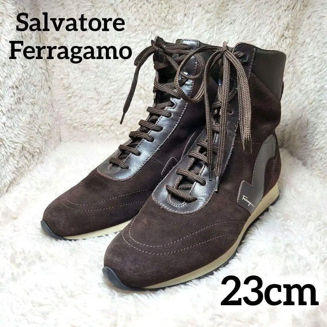 ✨Rare ✨Salvatore Ferragamo High-Cut Sneakers Lace-Up Suede