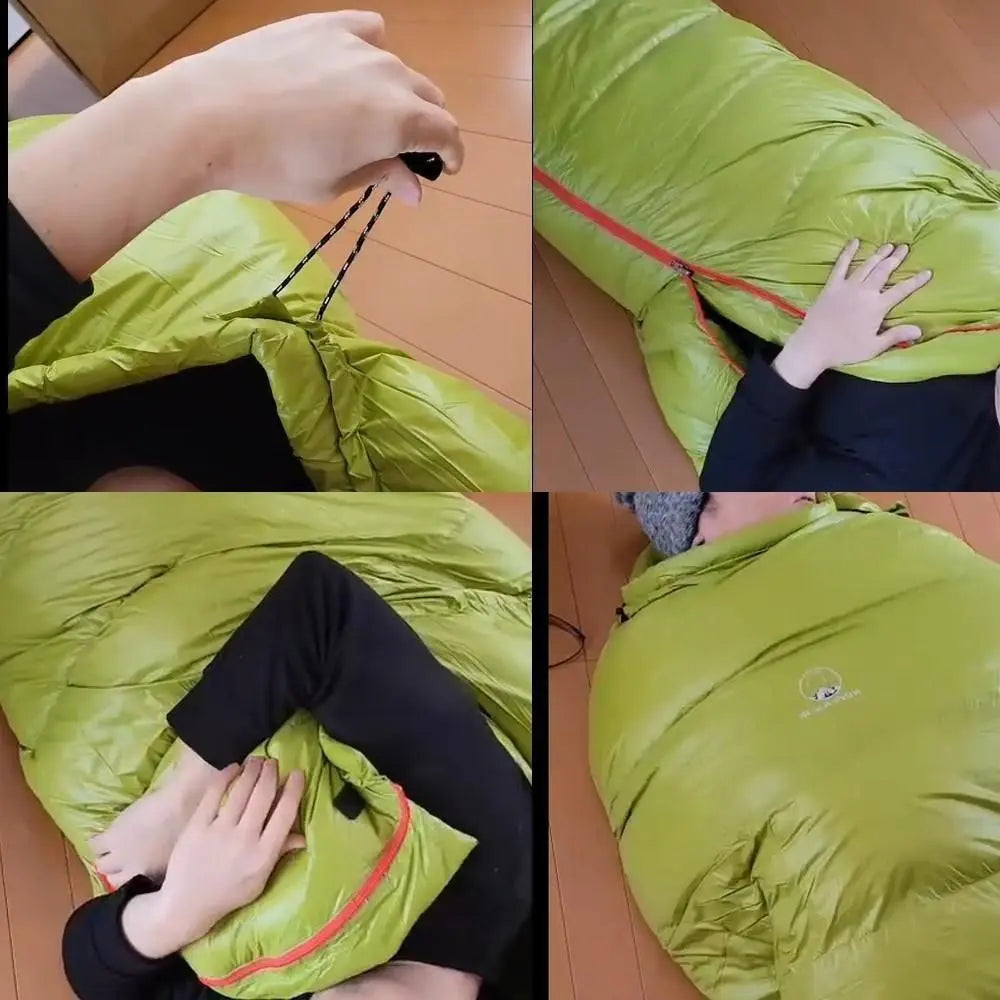 ★ SALE ★ Using luxury down Mommy type sleeping bag downsh mullet 400g green | ★SALE★　高級ダウン使用　マミー型　寝袋 ダウンシュラフ　400g　グリーン