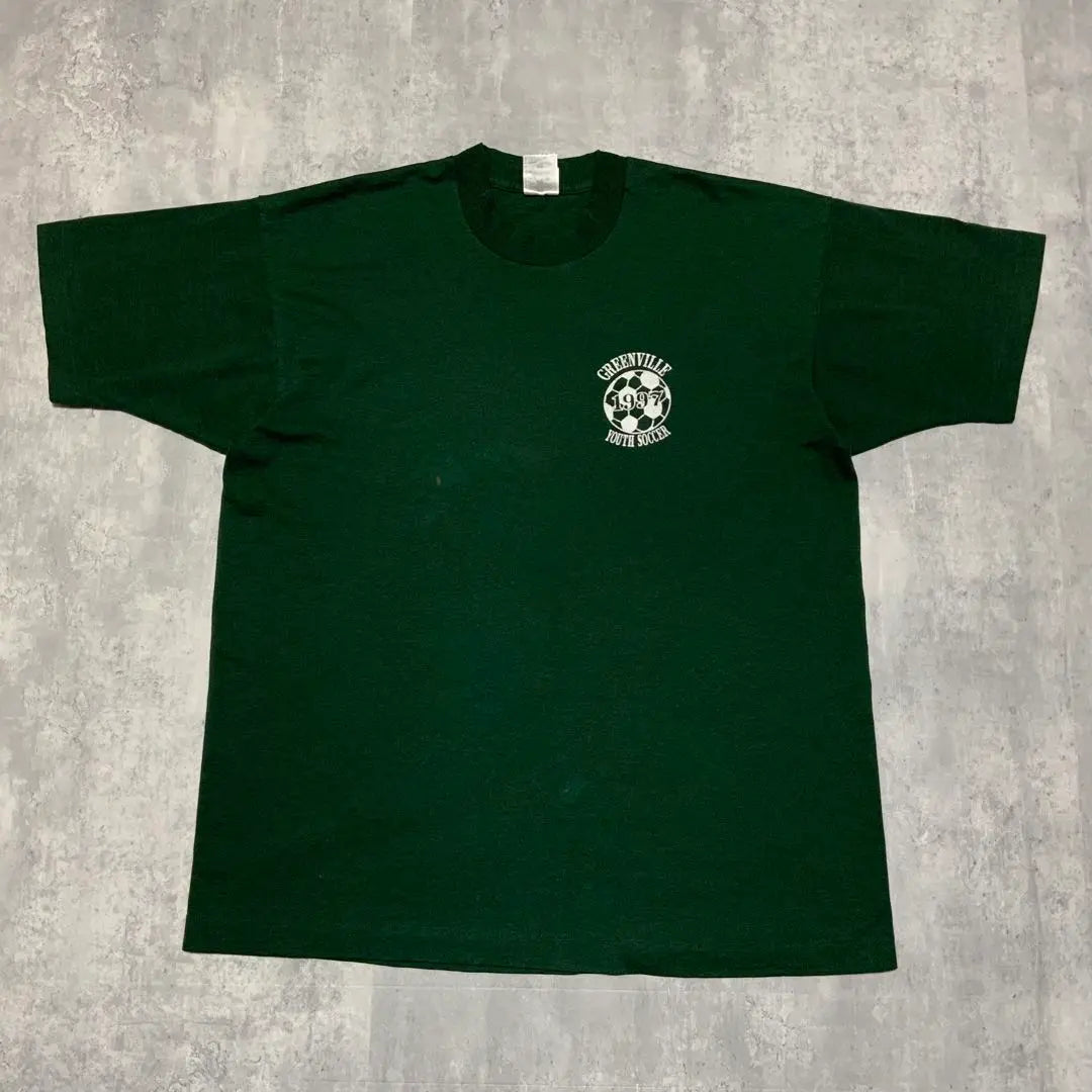 90s single stitch T-shirt soccer green building one point