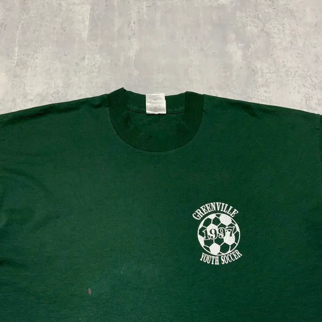 90s single stitch T-shirt soccer green building one point