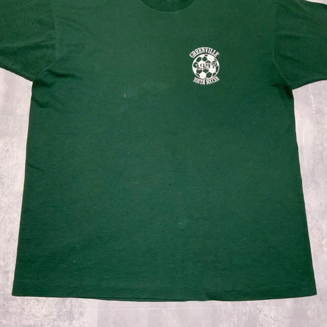 90s single stitch T-shirt soccer green building one point