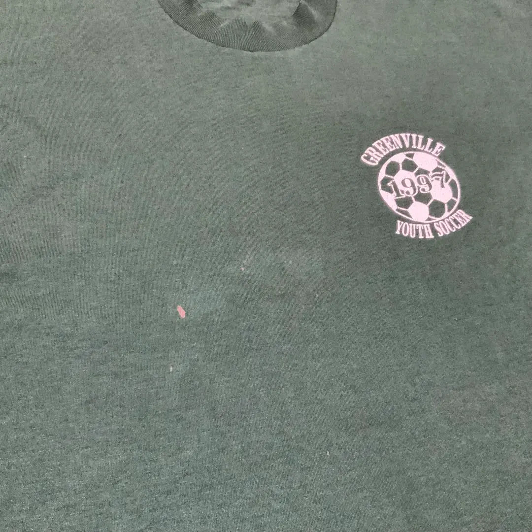 90s single stitch T-shirt soccer green building one point