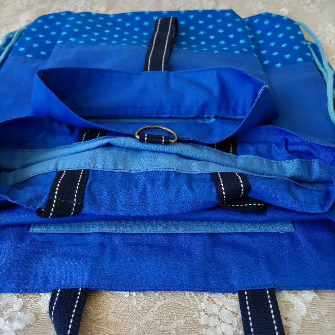 Blue & star pattern, 4-piece set for kindergarten and school entrance, blue, lesson bag, gym clothes, shoe holder