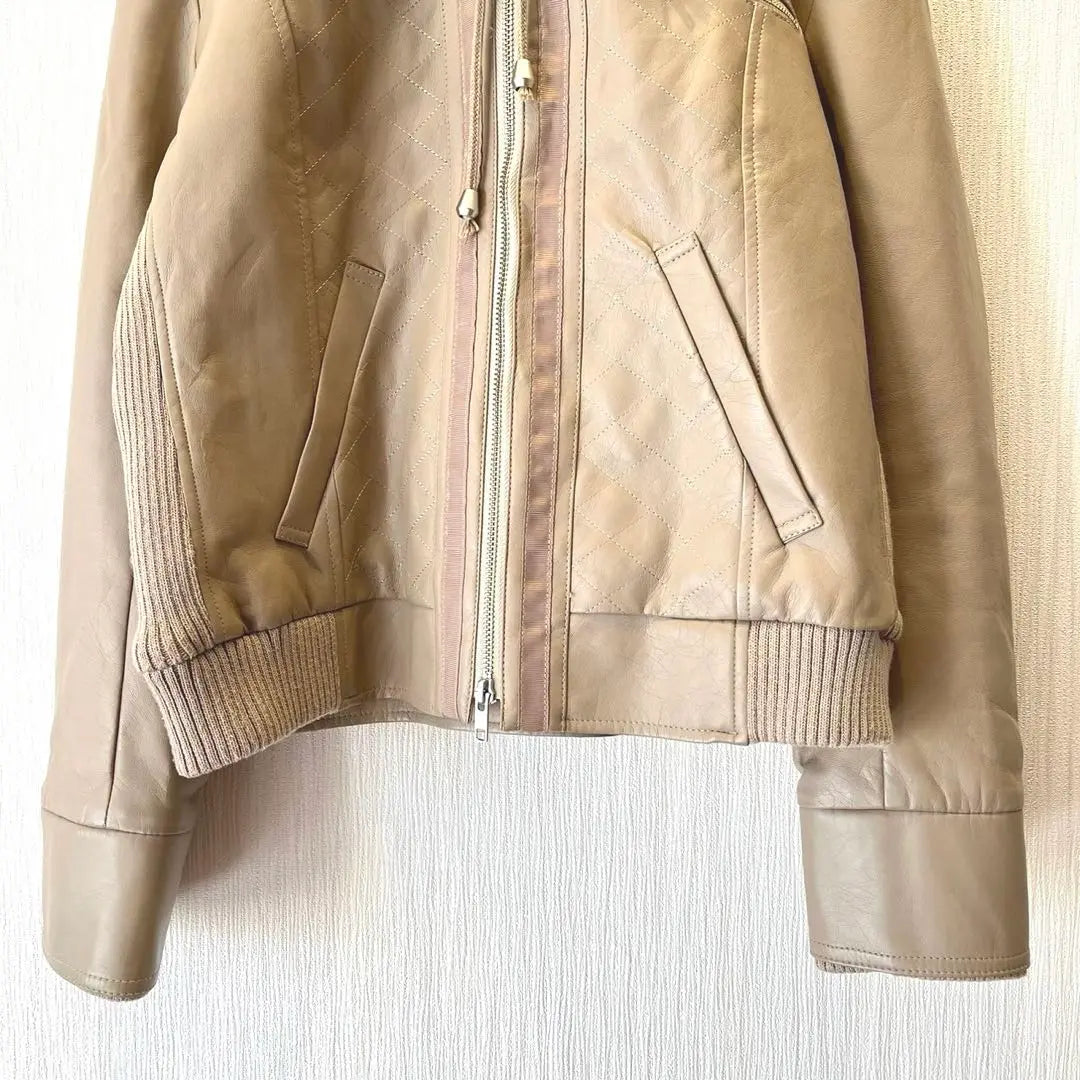 [Bouge Roode] Riders Faux Leather Jacket Beage 40