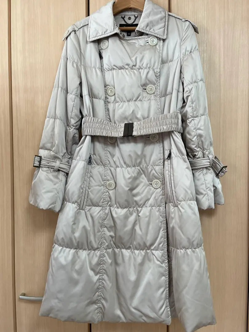 Epoka Women's Down Coat Size 40 Knee Brown Beige Storage Bag included