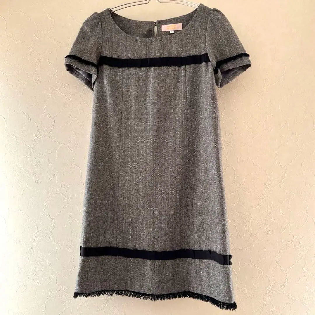 Vestido mini de manga corta hasta la rodilla gris talla 2