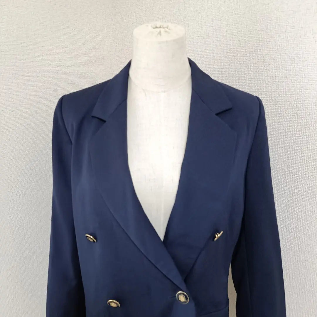 Marella Good Condition Tailored Jacket Double Breasted Dark Blue Gold Buttons 40