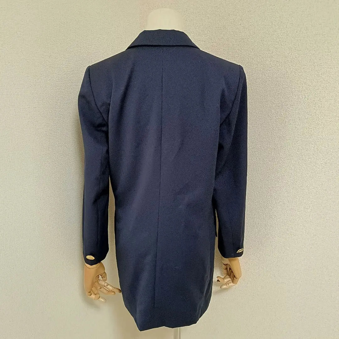 Marella Good Condition Tailored Jacket Double Breasted Dark Blue Gold Buttons 40