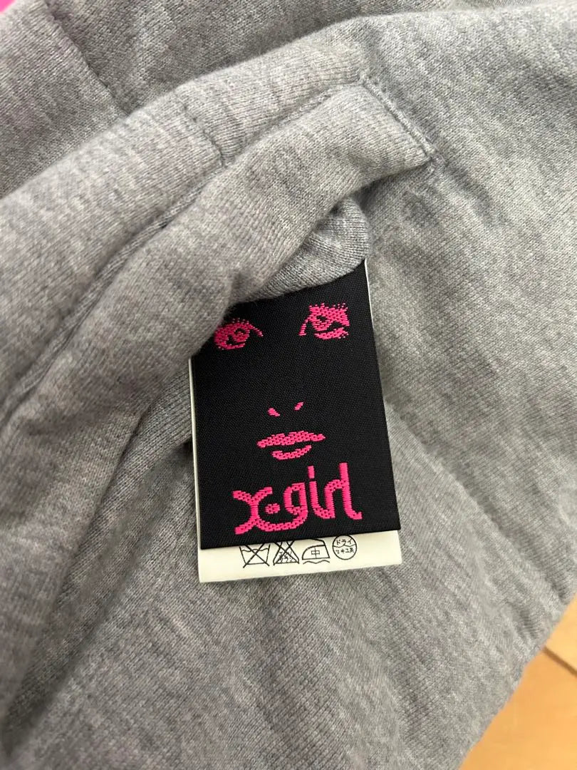 Chaleco con capucha de plumas x-girl, gris/rosa, talla 2