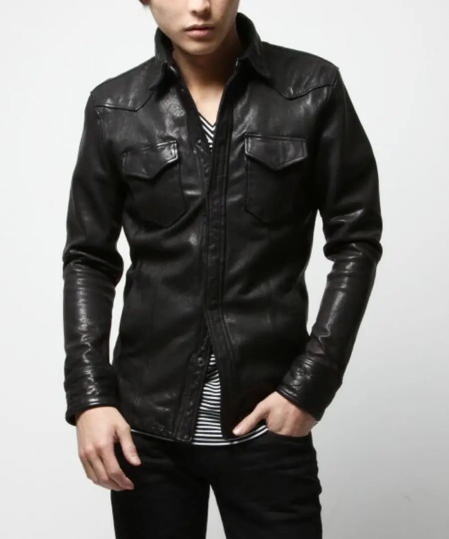 BLACK by VANQUISH Vegetable Gote Leather Shirt BVJ009 | Black by VANQUISH ベジタブルゴートレザーシャツ bvj009