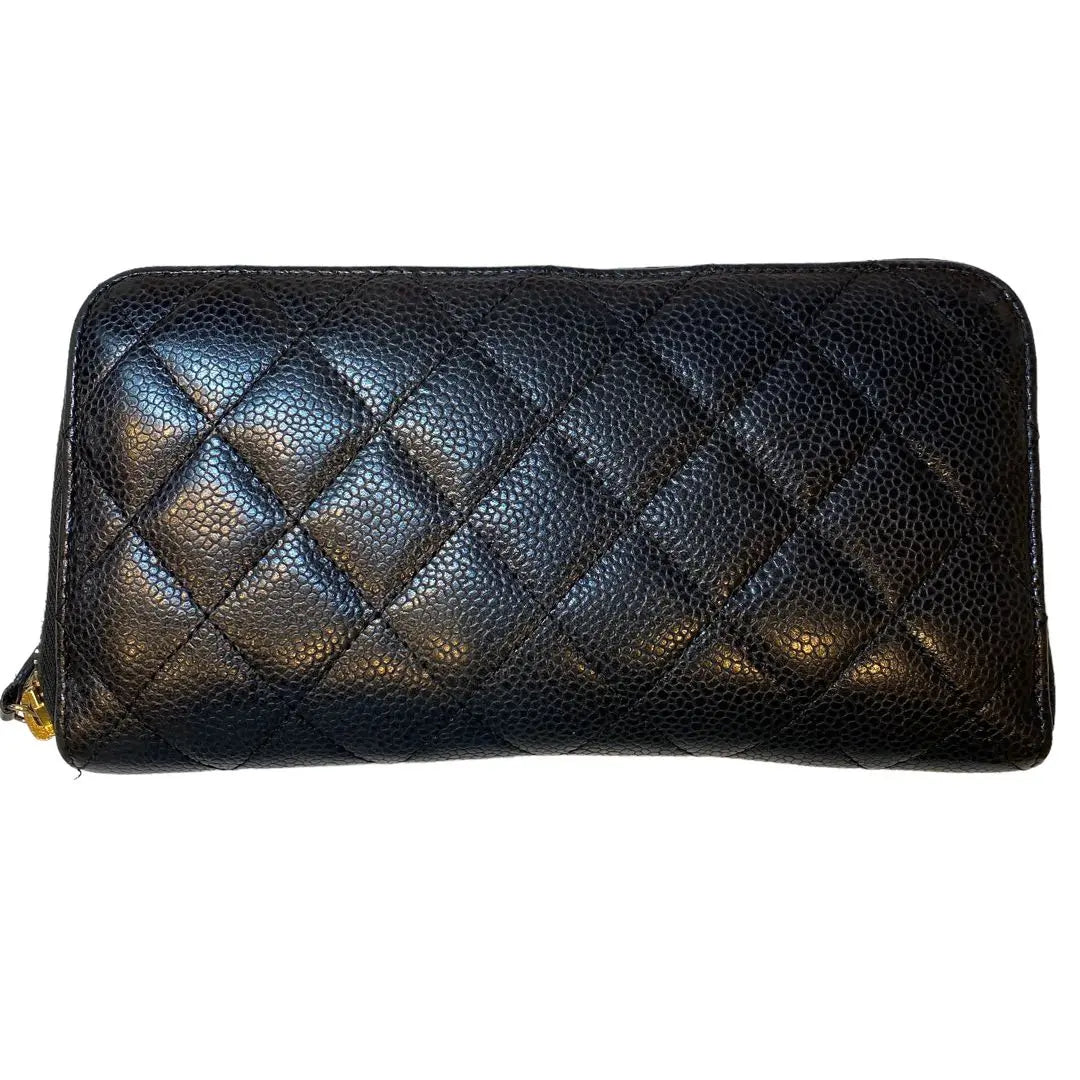 [CHANEL] Cartera larga Matelasse Caviar Piel Cremallera Redonda