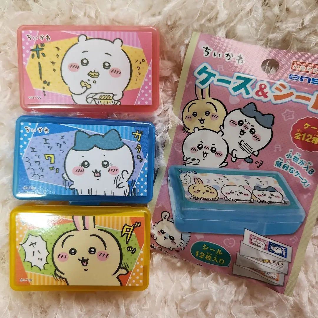 ♡ [New and unused] Small cute case & stickers Small cute hachiware rabbit 3-piece set ♡