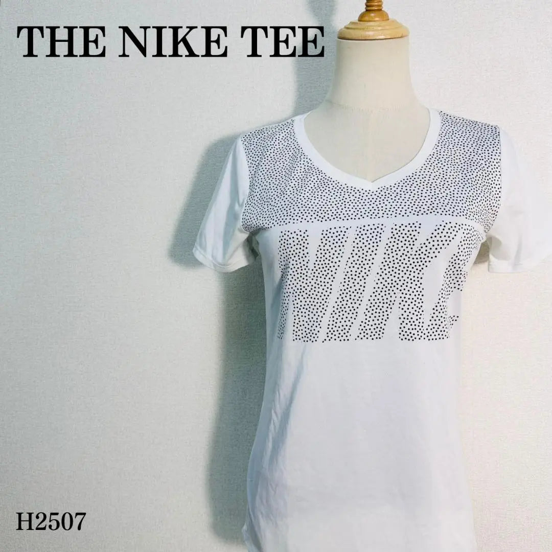 Nike T-shirt Dot Logo DRI-FIT V-neck L White x Black