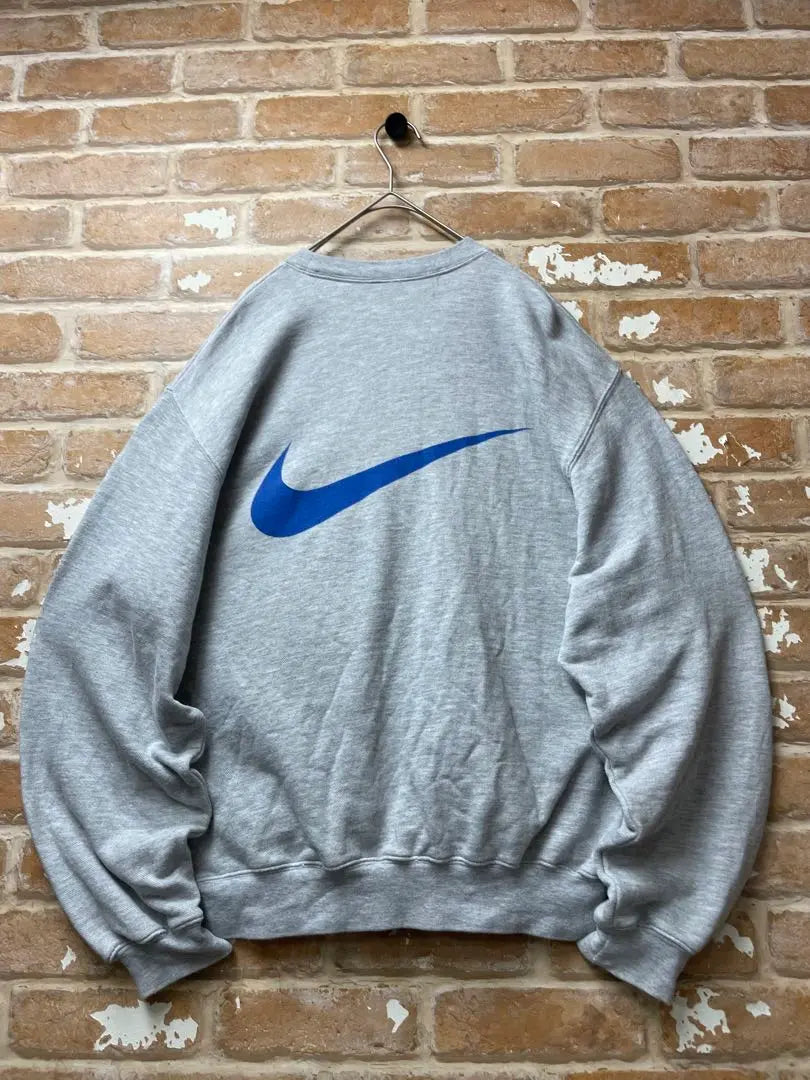 90s vintage clothing silver tag NIKE Nike sweatshirt back print gray short length