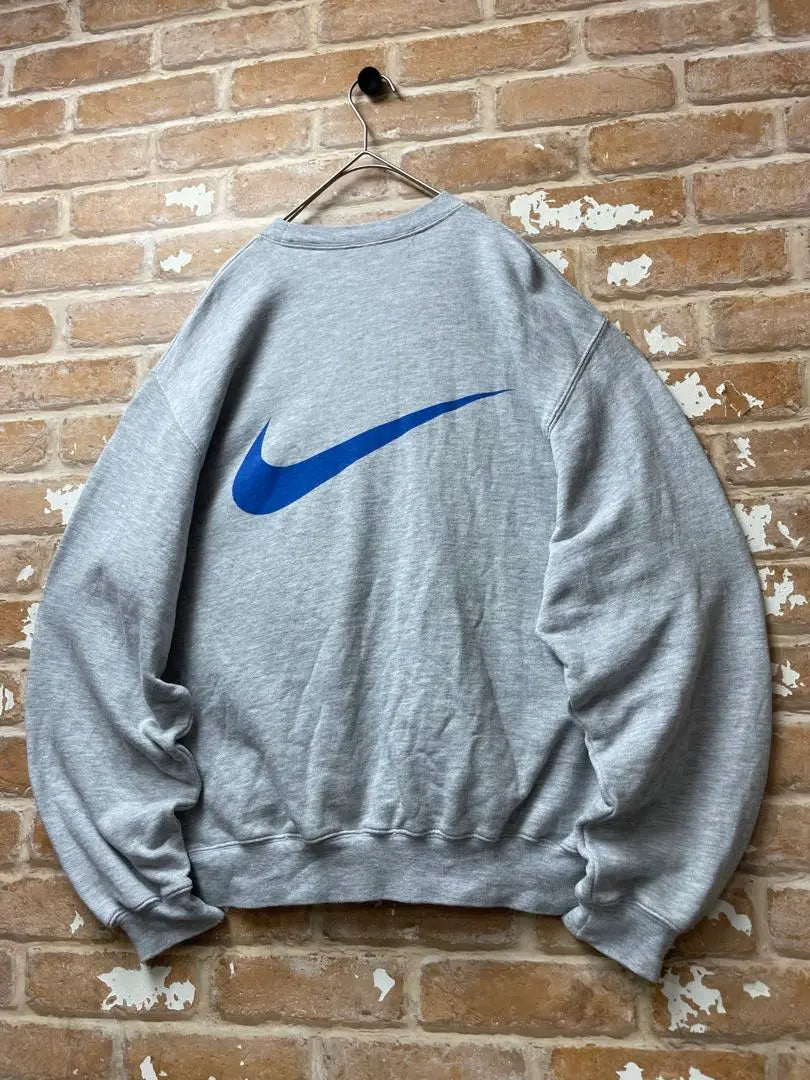 90s vintage clothing silver tag NIKE Nike sweatshirt back print gray short length