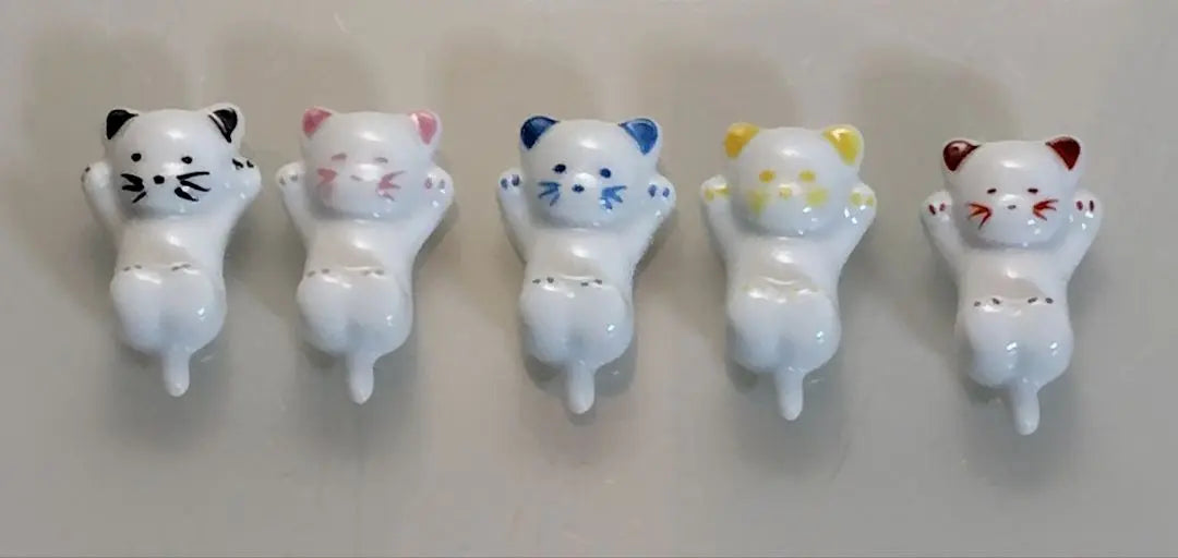 ❀Unused item, Chibi Cat, Chopstick Rest, 5 pieces, Cat, Chopstick Rest, Pump, Interior, Ceramic