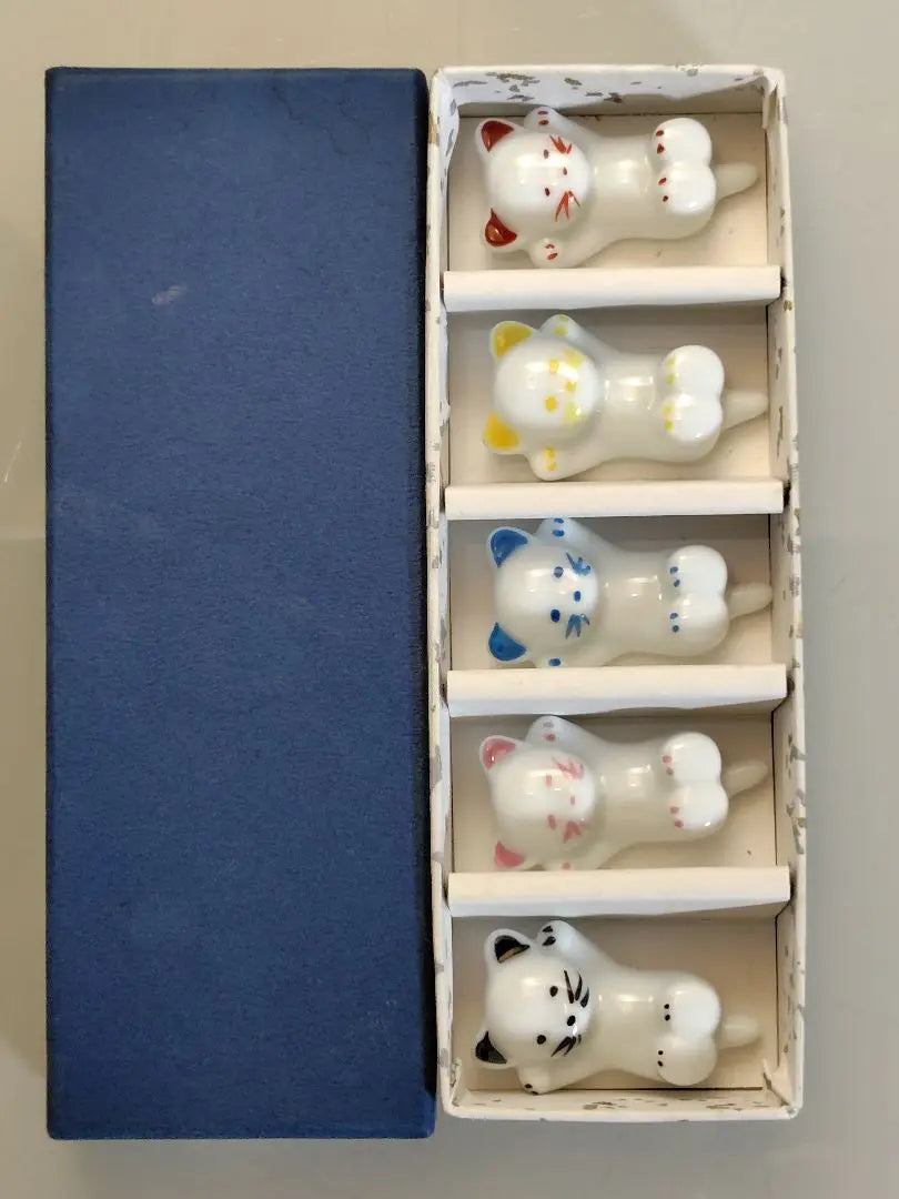 ❀Unused item, Chibi Cat, Chopstick Rest, 5 pieces, Cat, Chopstick Rest, Pump, Interior, Ceramic