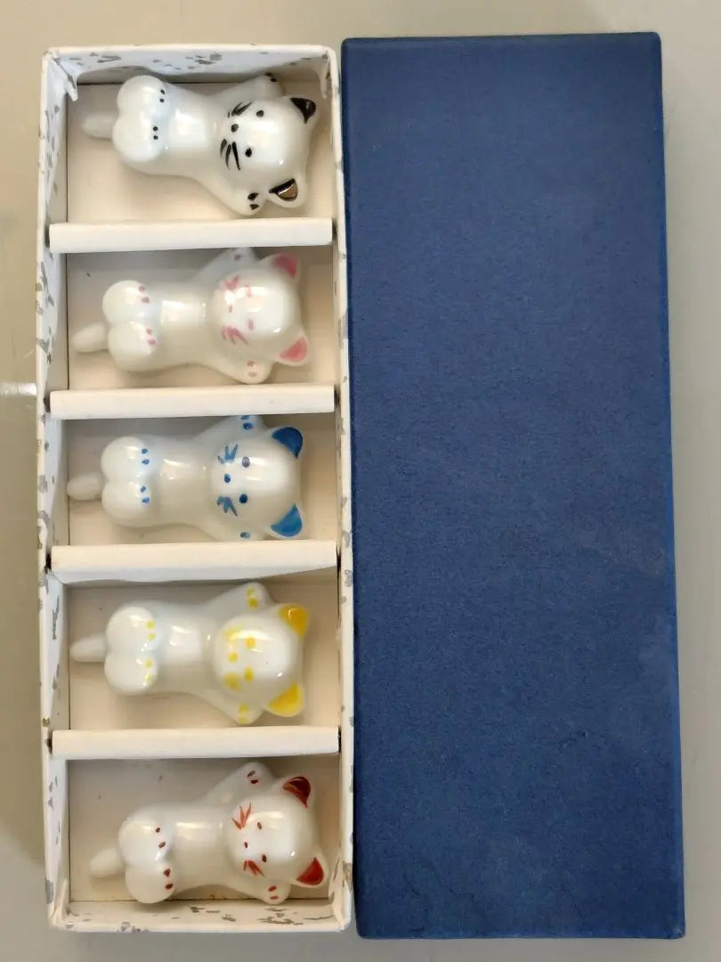 ❀Unused item, Chibi Cat, Chopstick Rest, 5 pieces, Cat, Chopstick Rest, Pump, Interior, Ceramic