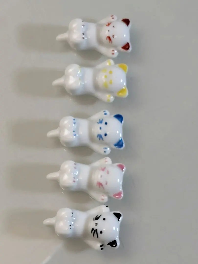 ❀Unused item, Chibi Cat, Chopstick Rest, 5 pieces, Cat, Chopstick Rest, Pump, Interior, Ceramic