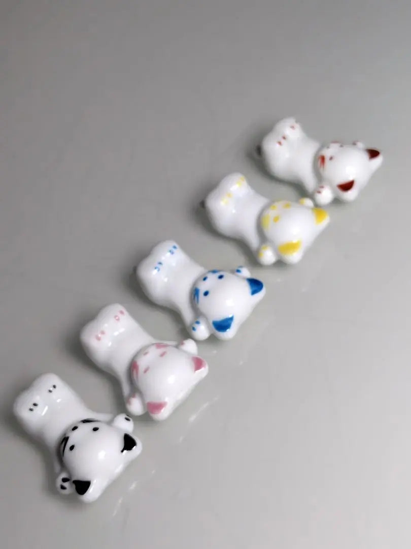 ❀Unused item, Chibi Cat, Chopstick Rest, 5 pieces, Cat, Chopstick Rest, Pump, Interior, Ceramic