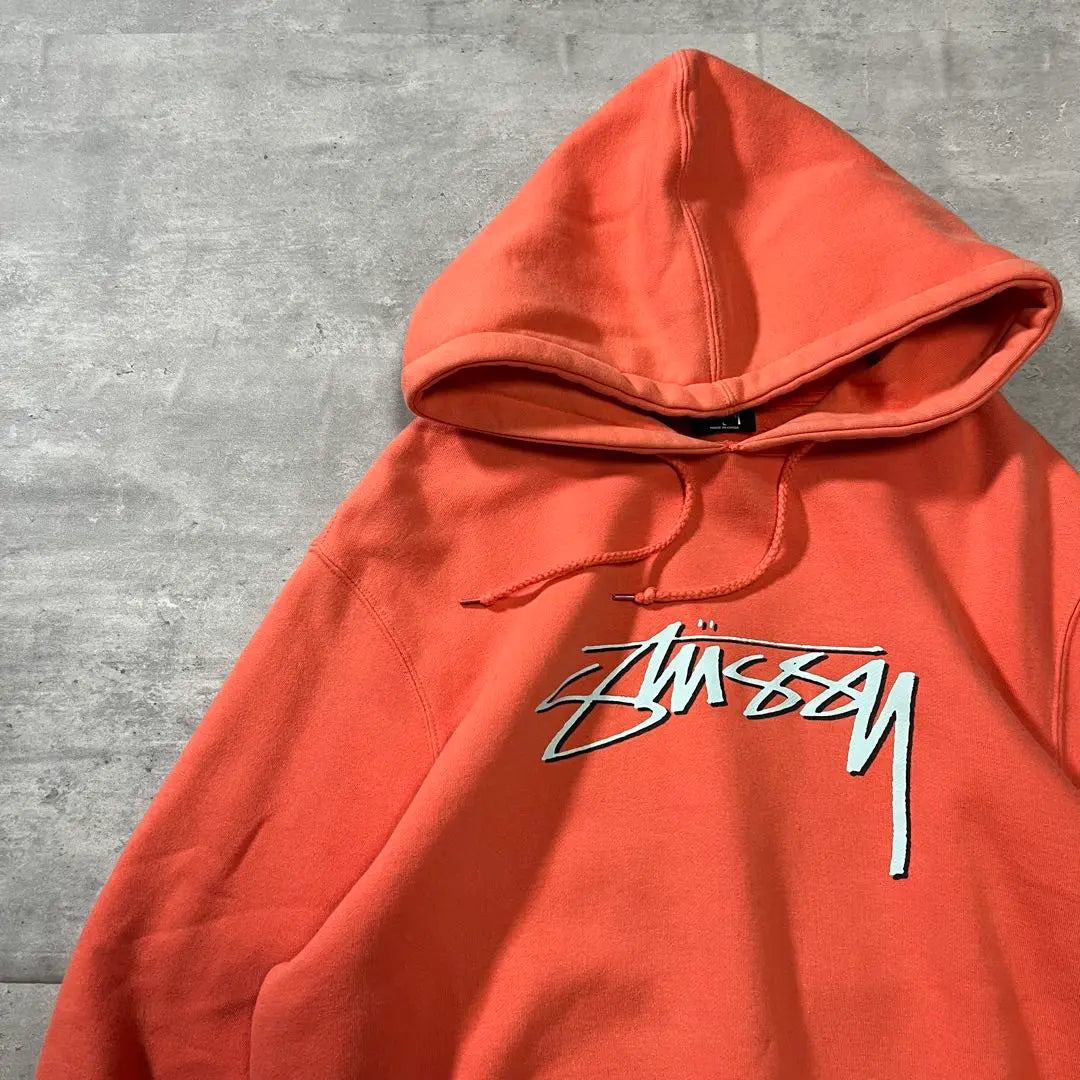 [Rare colors, stock logo, fleece lining ◎] Stussy pullover hoodie, used clothing long sleeves] Long sleeves for the stussy pullover hoodie