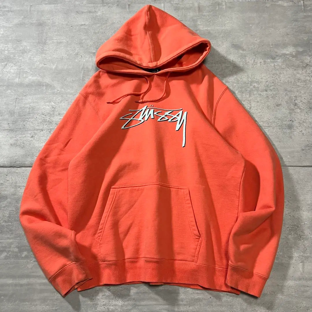 [Rare colors, stock logo, fleece lining ◎] Stussy pullover hoodie, used clothing long sleeves] Long sleeves for the stussy pullover hoodie