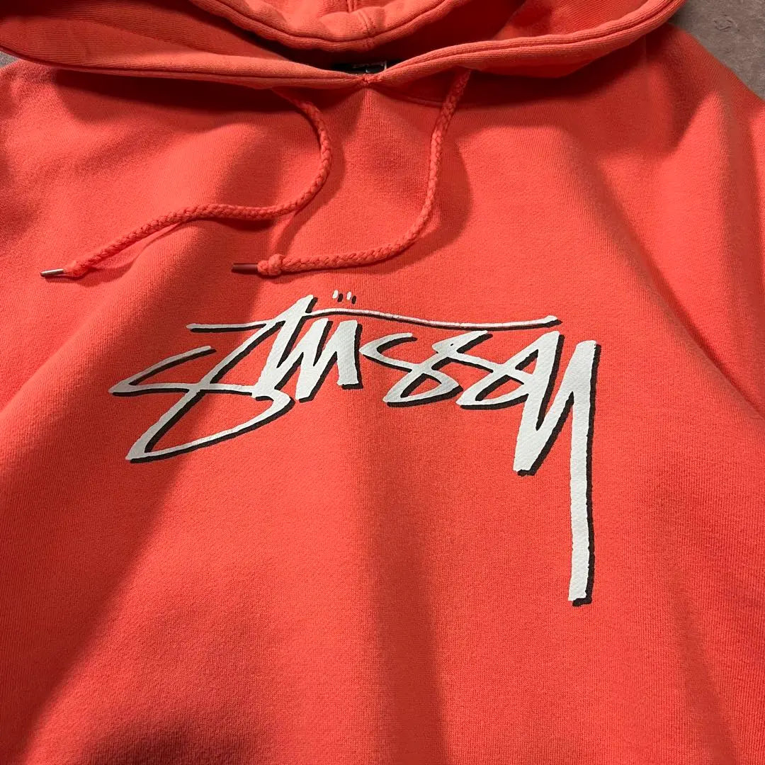 [Rare colors, stock logo, fleece lining ◎] Stussy pullover hoodie, used clothing long sleeves] Long sleeves for the stussy pullover hoodie