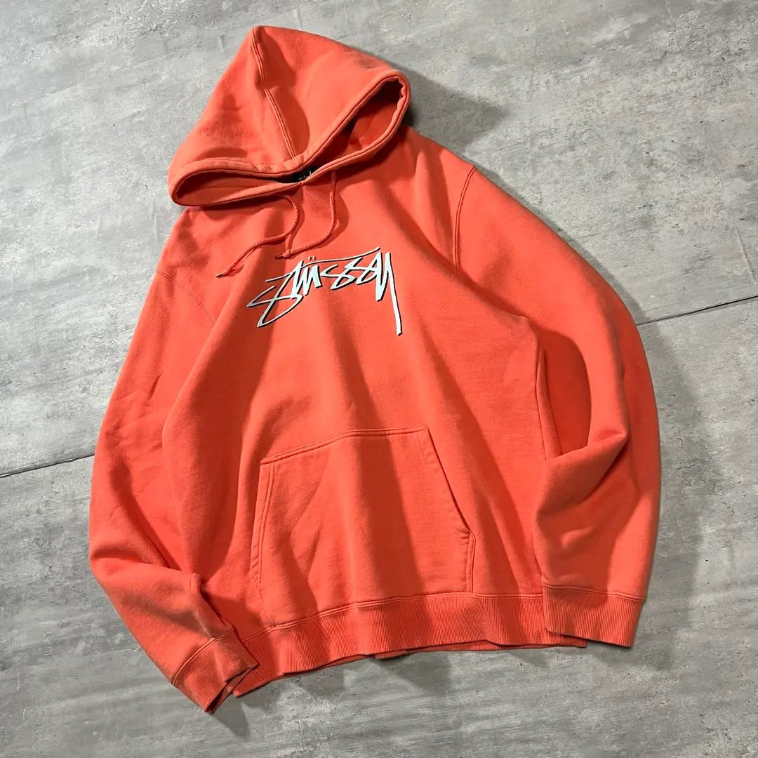 [Rare colors, stock logo, fleece lining ◎] Stussy pullover hoodie, used clothing long sleeves] Long sleeves for the stussy pullover hoodie