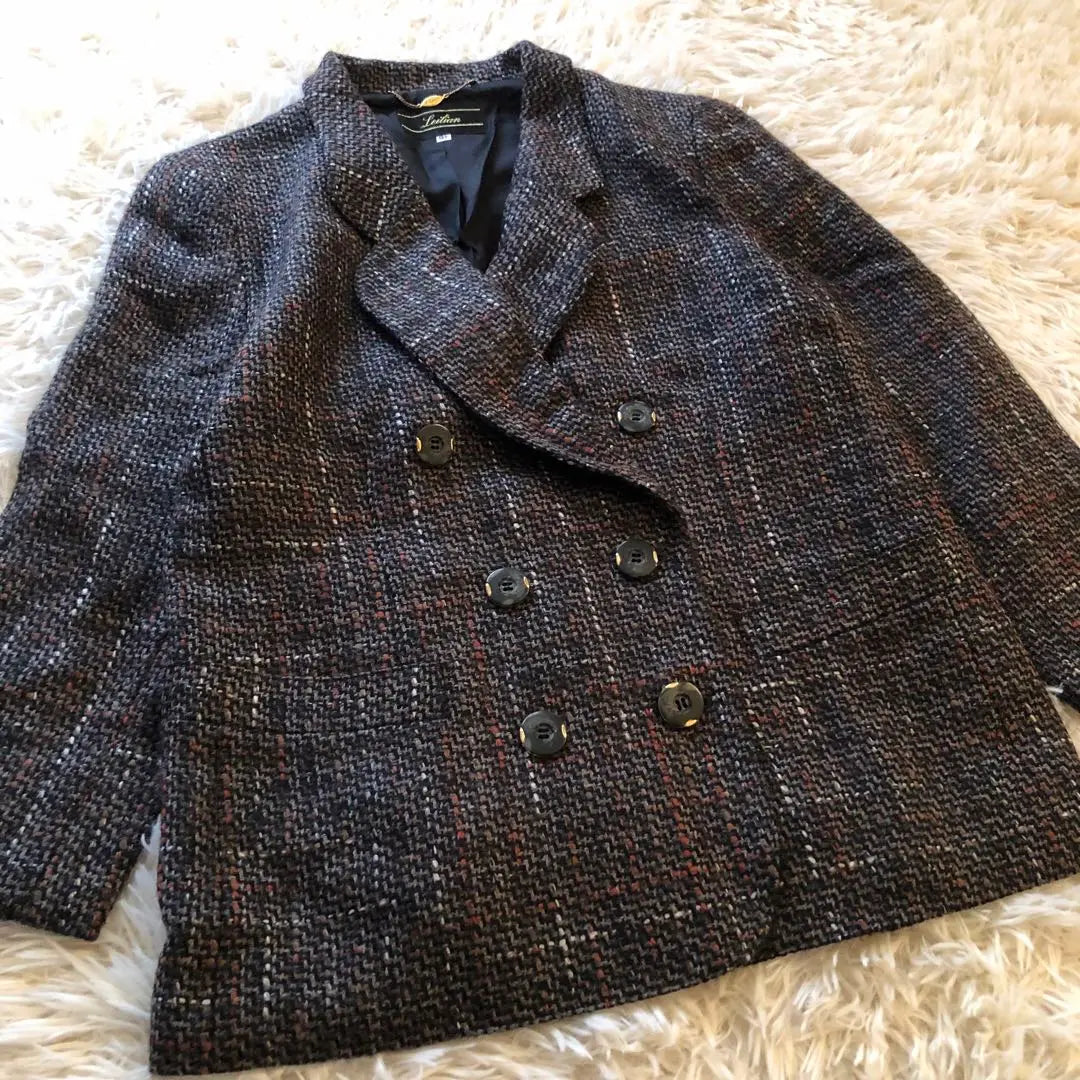 Productos hermosos ✨ Lelian [13+] Chaqueta sastre de tweed con doble botón Talla grande | 美品✨レリアン【13+】ツイードテーラードジャケット ダブルボタン 大きいサイズ