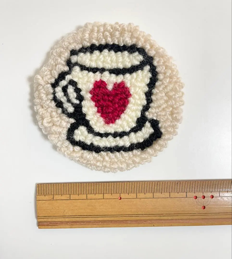 Tea cup Rug Coaster Punch Needle Tufting Handmade