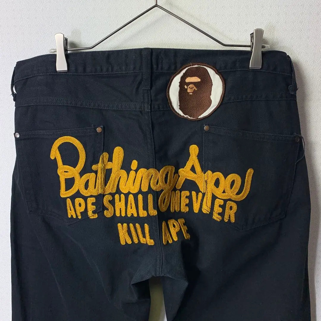 00s a bathing ape Champion denim L Black Made in Japan