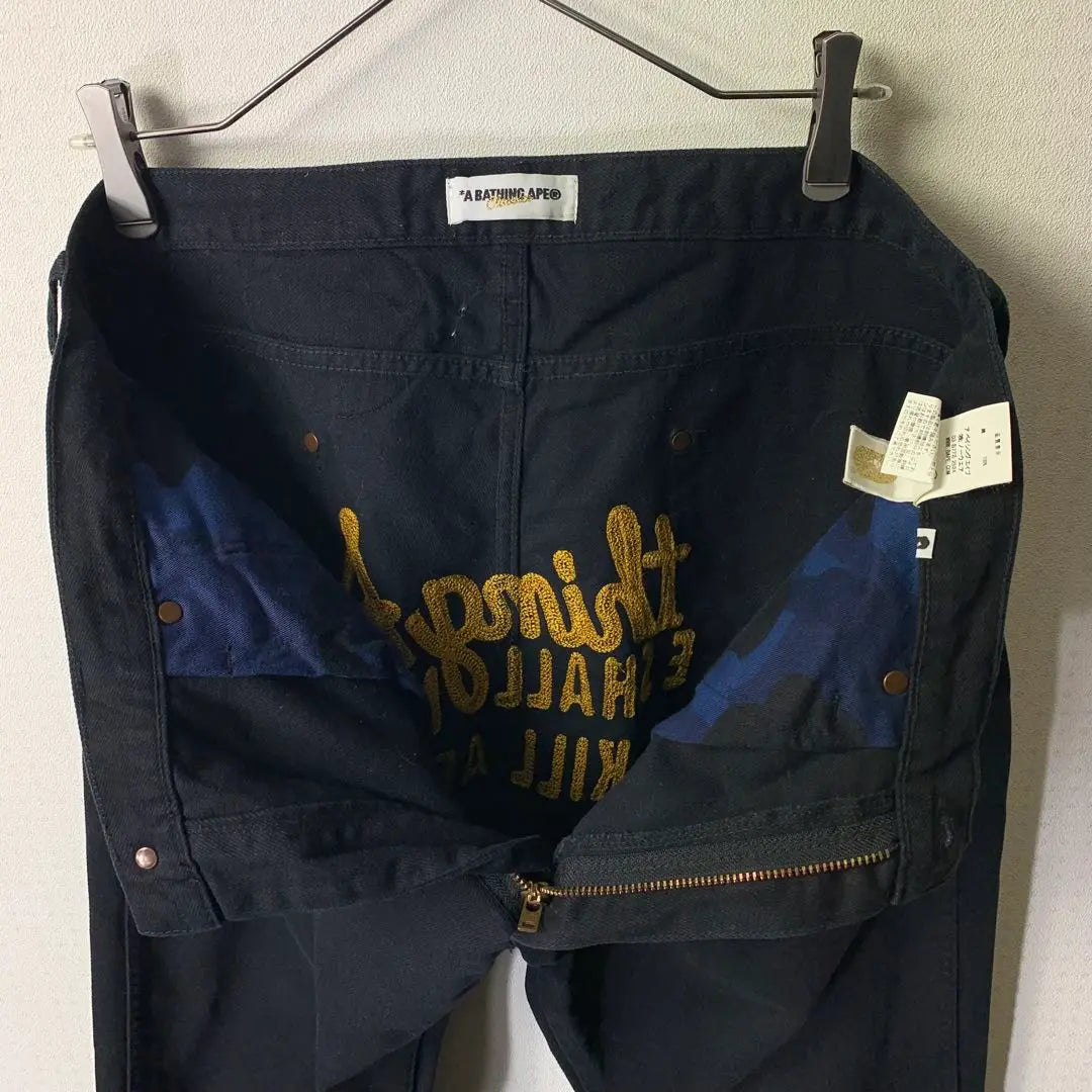 00s a bathing ape Champion denim L Black Made in Japan