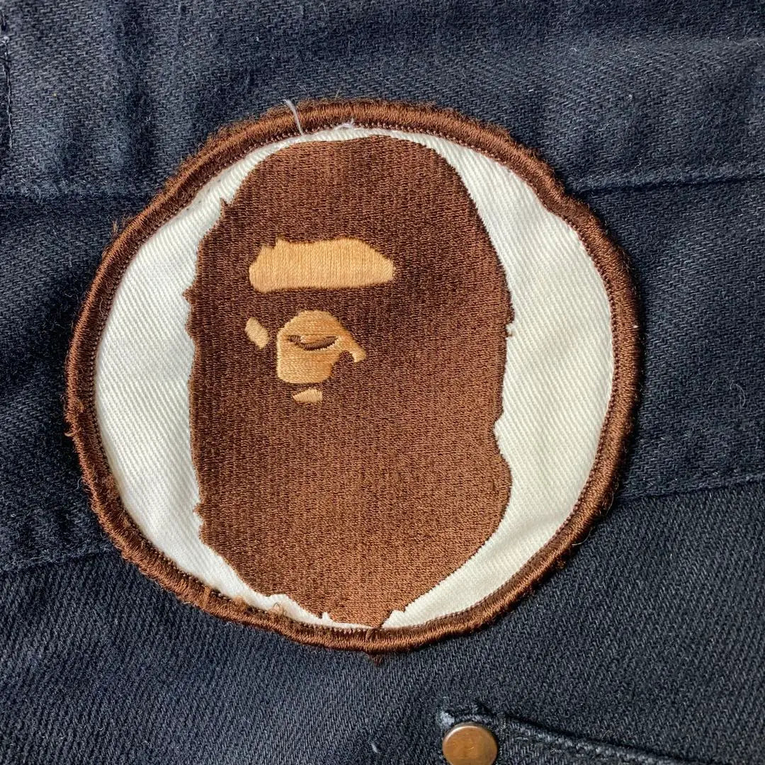 00s a bathing ape Champion denim L Black Made in Japan