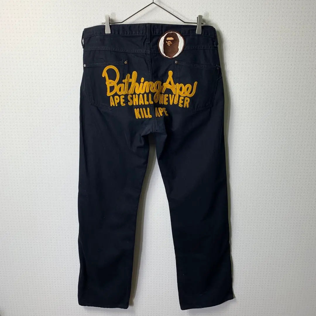 00s a bathing ape Champion denim L Black Made in Japan