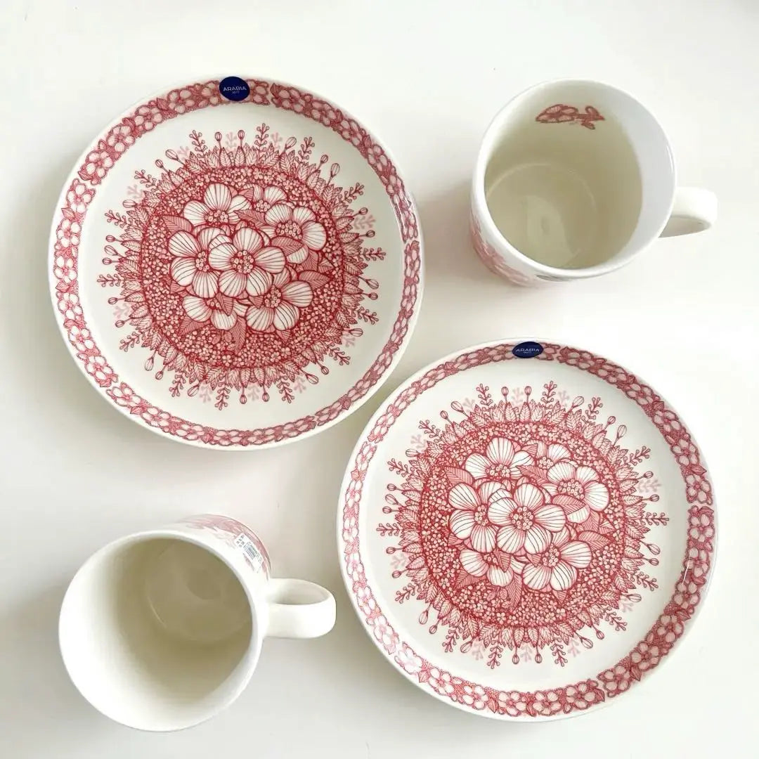 Juego de tazas y platos Fuvilla ARABIA nuevos y sin usar, con estampado floral rosa