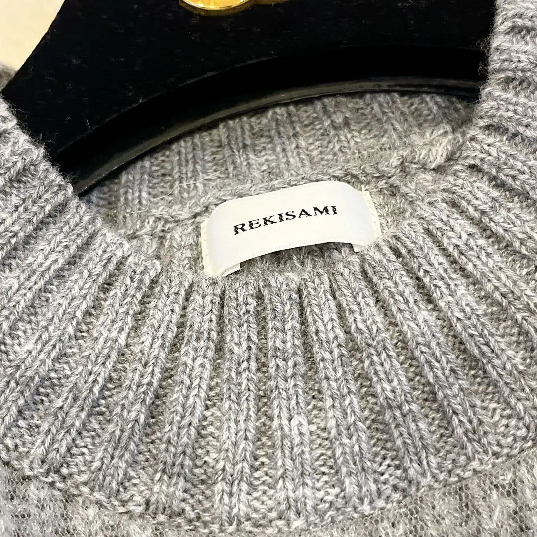 [Like new] REKISAMI Tulle layered knit pullover gray | 【新品同様】REKISAMI レキサミ　チュール重ねニットプルオーバー　グレー