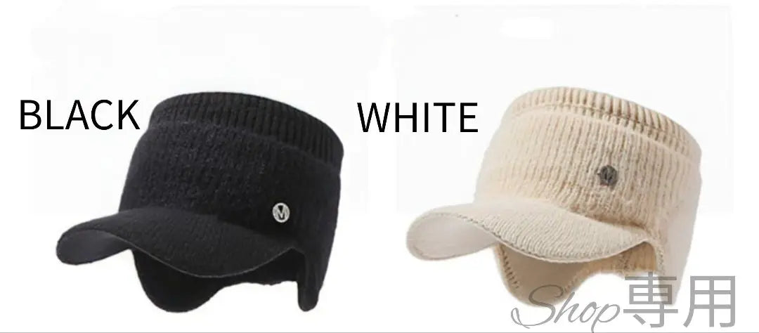 [New] White sun visor knit hat golf sports cold protection ear cover warm