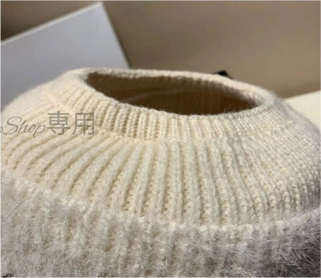 [New] White sun visor knit hat golf sports cold protection ear cover warm