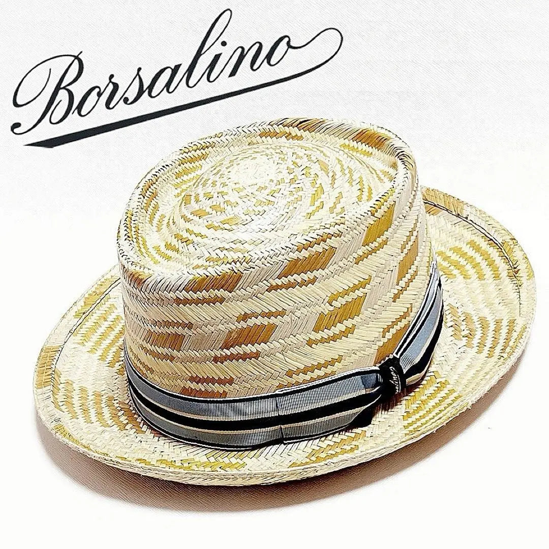 《Borsarino》 Nuevo Sombrero Panamá Italiano de Hierba Natural Sombrero de Paja de Trigo 57 (M) | 《ボルサリーノ》新品 イタリア製 天然草 パナマハット 麦わら帽子 57(M)