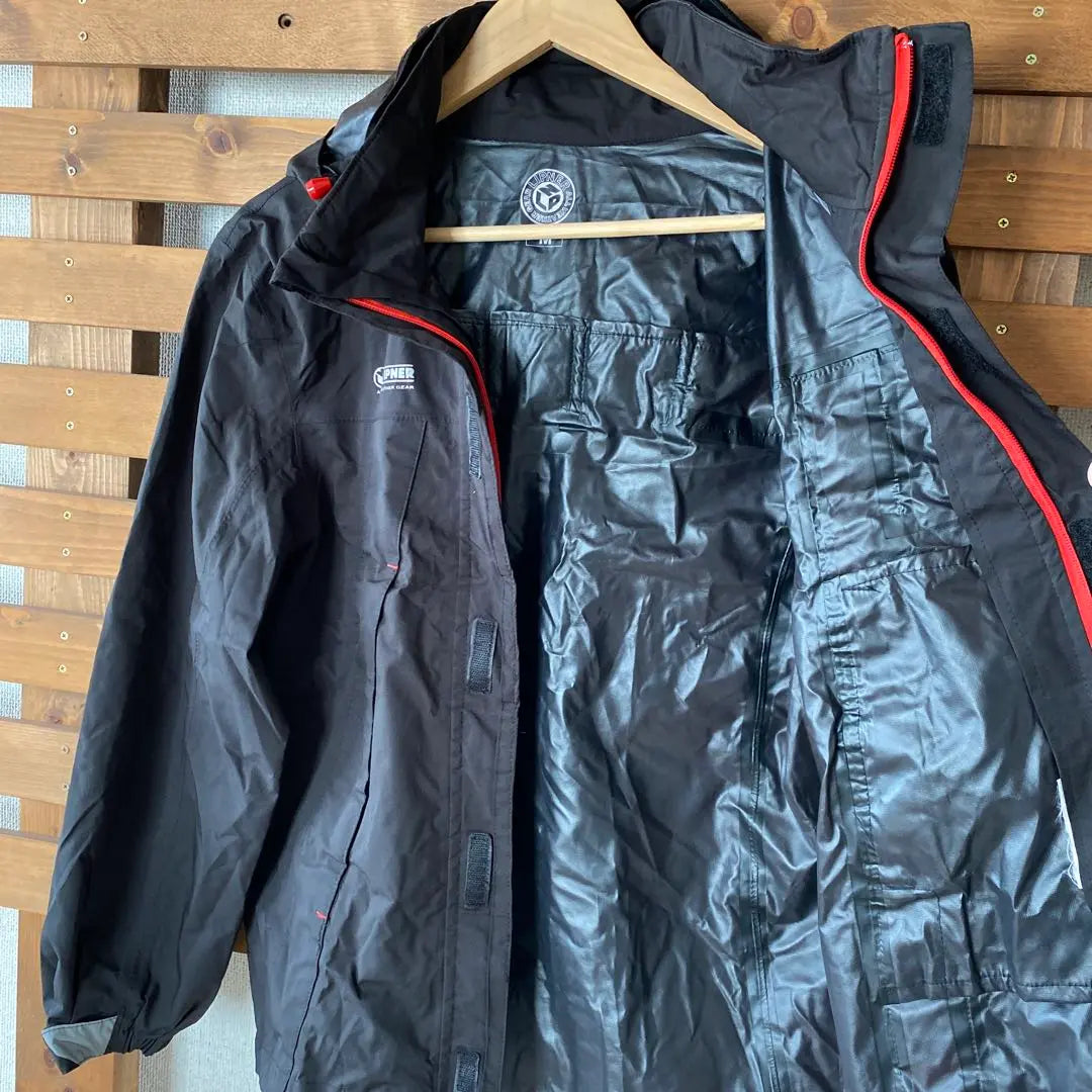 Repner, rainwear, waterproof jacket, hooded, outdoor, black, beautiful condition★