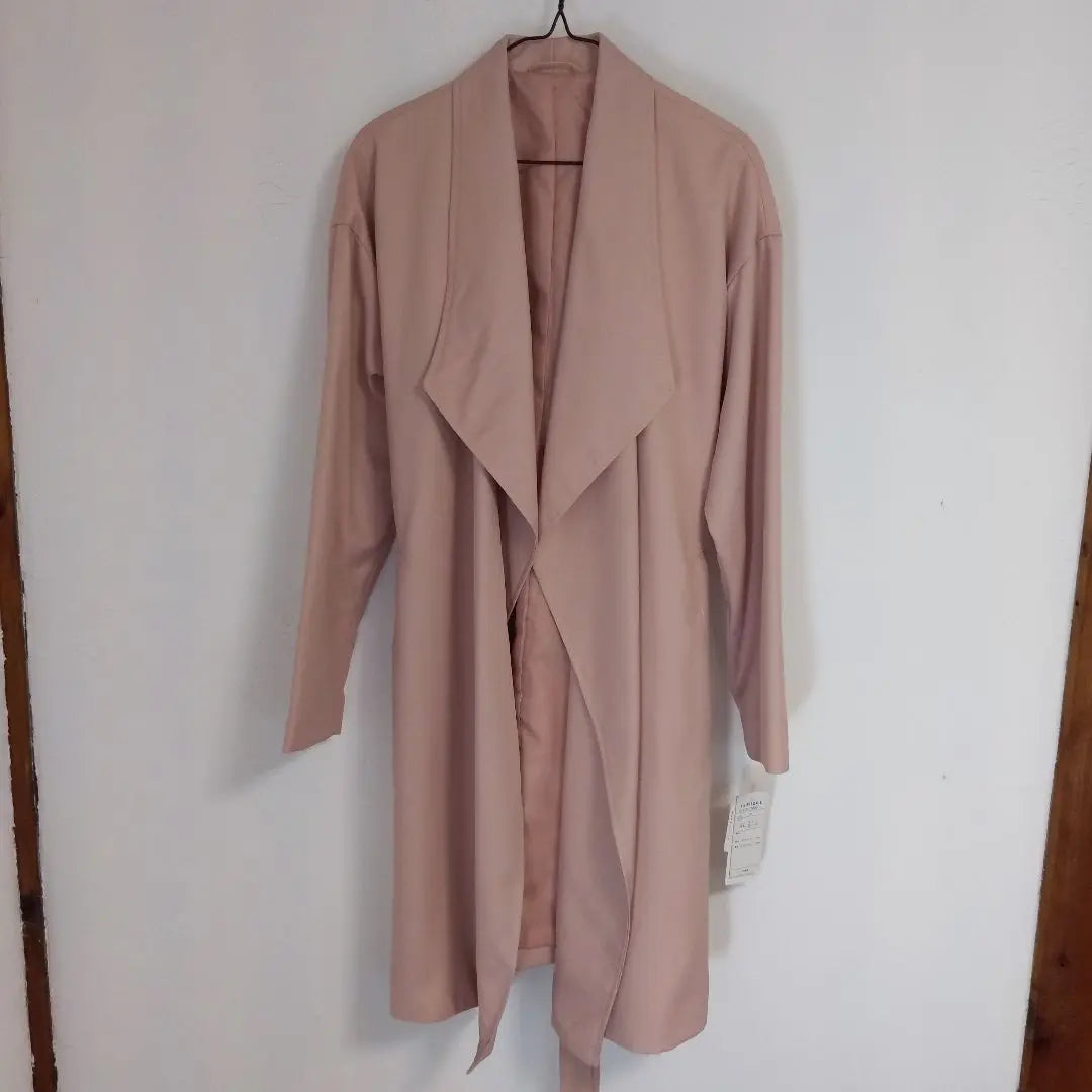 Pink Long Coat Spring Coat with Waist Ribbon Thin | ピンク ロングコート ウエストリボン付き　スプリングコート　薄手