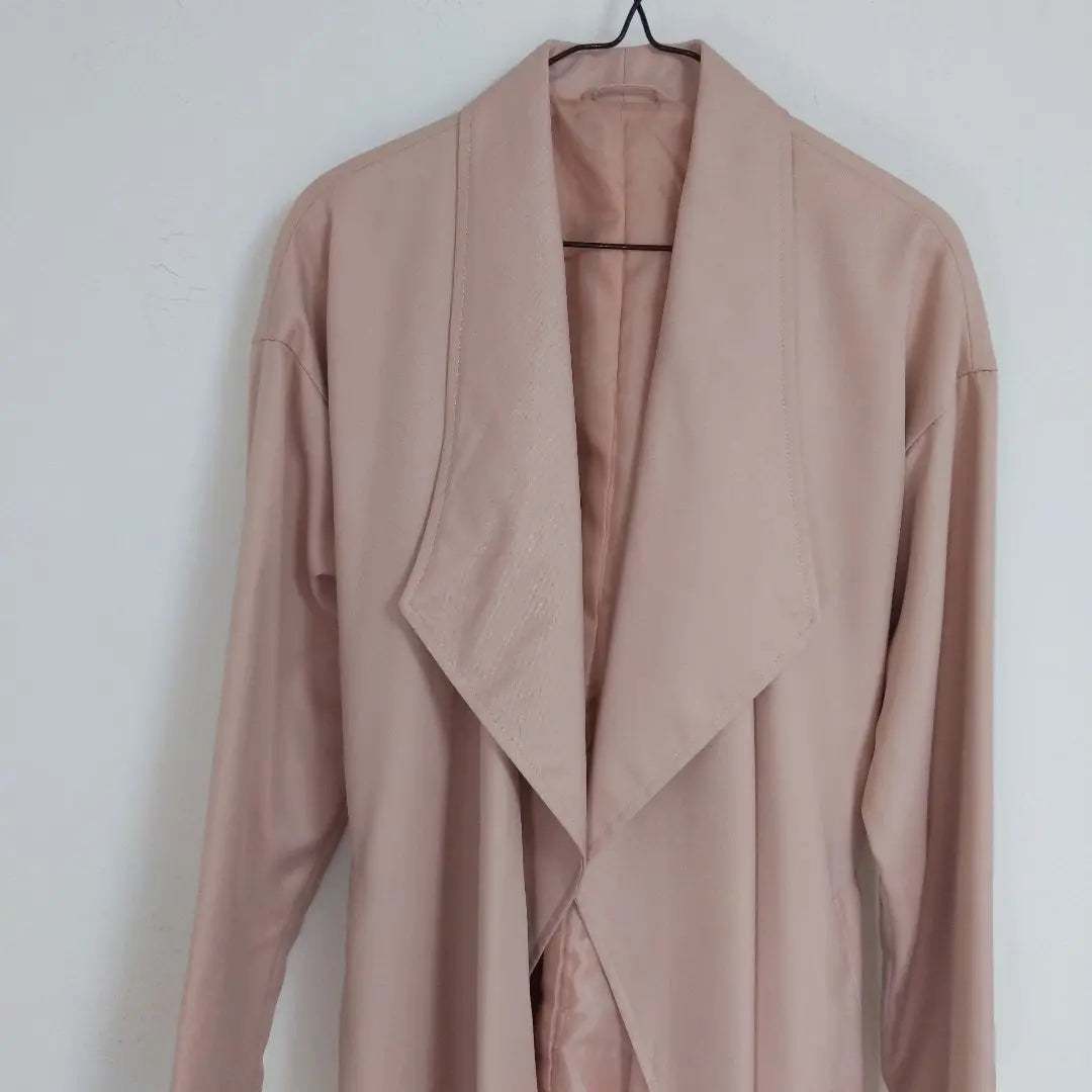 Pink Long Coat Spring Coat with Waist Ribbon Thin | ピンク ロングコート ウエストリボン付き　スプリングコート　薄手