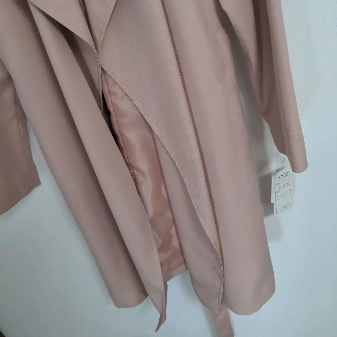 Pink Long Coat Spring Coat with Waist Ribbon Thin | ピンク ロングコート ウエストリボン付き　スプリングコート　薄手