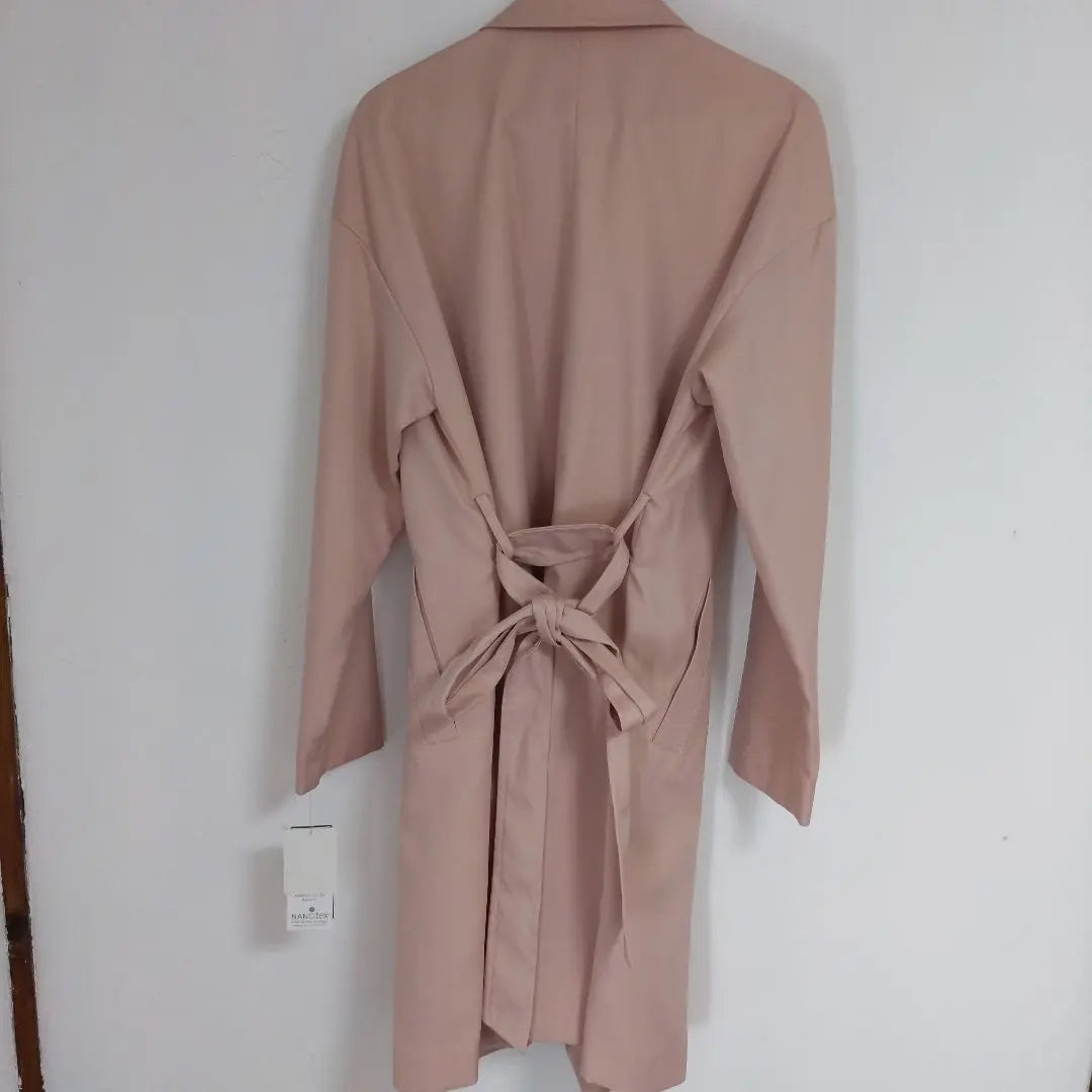 Pink Long Coat Spring Coat with Waist Ribbon Thin | ピンク ロングコート ウエストリボン付き　スプリングコート　薄手