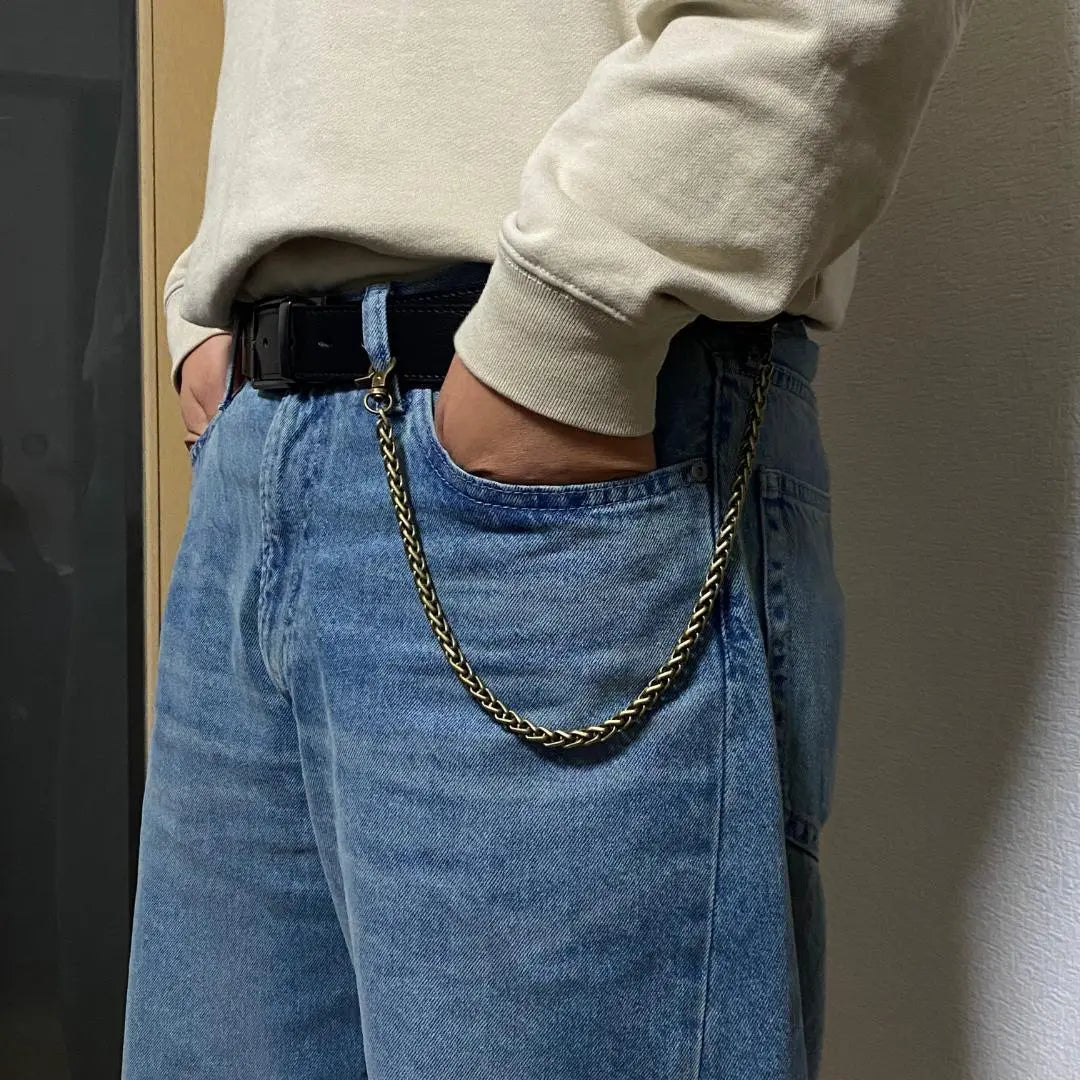 005 ★ Cadena cartera 40cm oro antiguo estilo vintage | 005★ウォレットチェーン40cmアンティークゴールド ヴィンテージ風